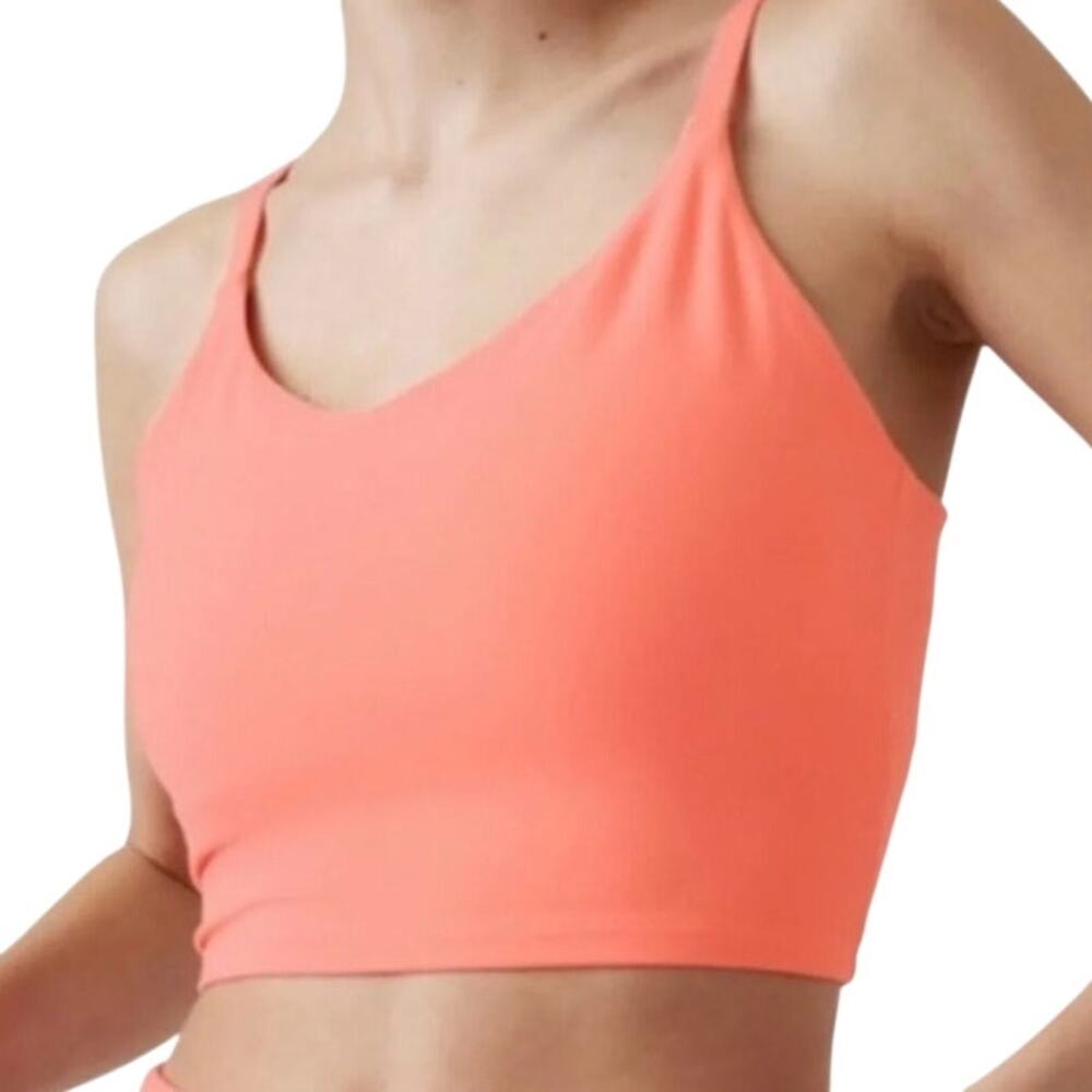 Athleta Elation V-Neck Crop Bra XS Peach Cropped Tank Top Athleisure Activewear